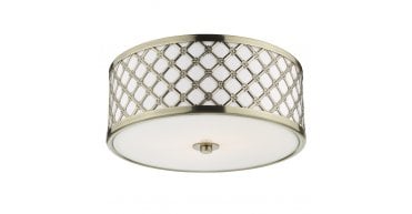 Civic Small 2 Light Flush Antique Brass Frosted Glass