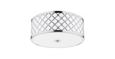 Civic Small 2 Light Flush Polished Chrome Frosted Glass