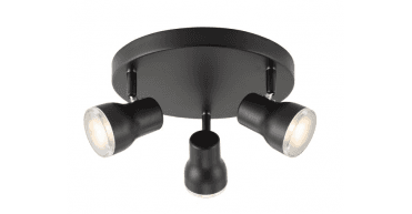 Clint 3 Light Bathroom Plate Spotlight Matt Black IP44