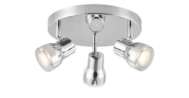 Clint 3 Light Bathroom Plate Spotlight Polished Chrome IP44