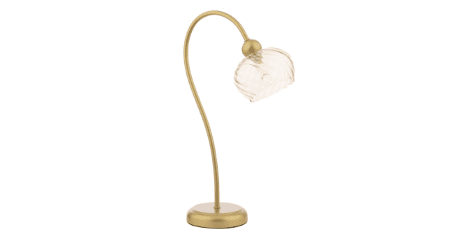 Där Lighting Cognac Table Lamp Satin Gold and Champagne Ribbed Glass