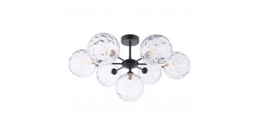 Cohen 7 Light Pendant Matt Black With Clear Dimpled Glass