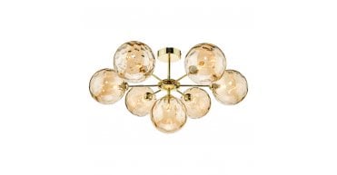 Cohen 7 Light Semi Flush Polished Gold With Amber Dimpled Glass