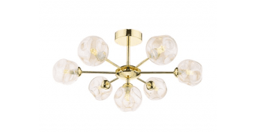 Cohen 7 Light Semi Flush Polished Gold With Closed Organic Amber Glass
