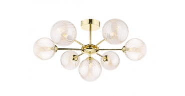 Cohen 7 Light Semi Flush Polished Gold With Twisted Amber Glass