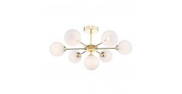 Cohen 7 Light Semi Flush Polished Gold With White Confetti Glass