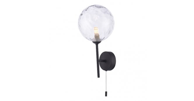 Där Lighting Cohen Wall Light Matt Black With Clear Dimpled Glass