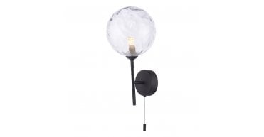 Cohen Wall Light Matt Black With Clear Dimpled Glass