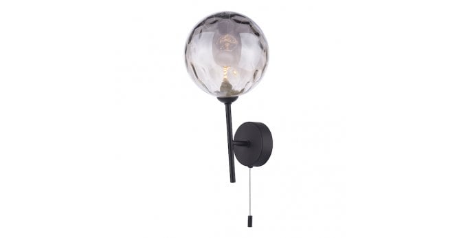 Där Lighting Cohen Wall Light Matt Black With Smoked Dimpled Glass