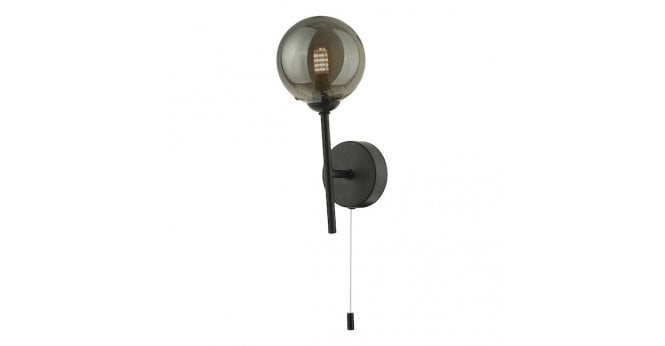 Där Lighting Cohen Wall Light Matt Black With Smoked Glass