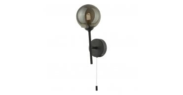 Cohen Wall Light Matt Black With Smoked Glass