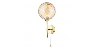 Cohen Wall Light Polished Gold With Amber Dimpled Glass