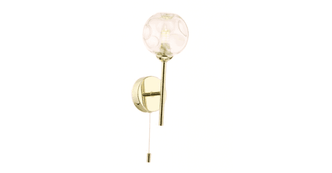 Där Lighting Cohen Wall Light Polished Gold With Closed Organic Amber Glass