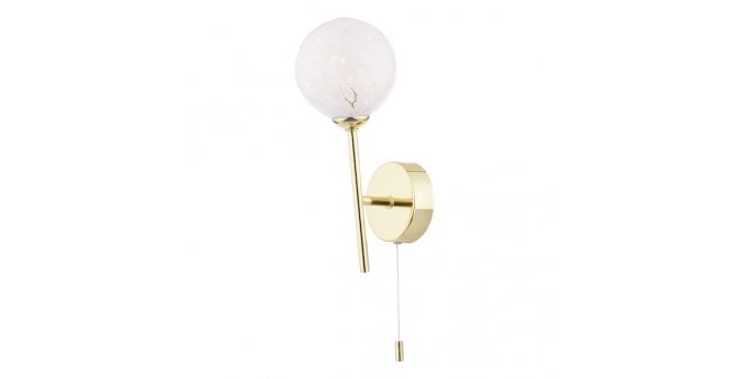Där Lighting Cohen Wall Light Polished Gold With White Confetti Glass