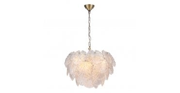 Courtney 10 Light Pendant Textured Glass and Antique Brass
