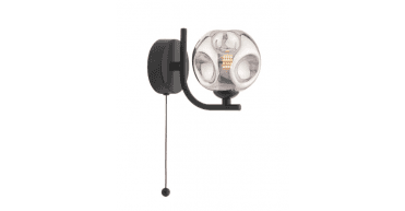 Cradle 1 Light Wall Light Matt Black With Closed Organic Smoked Glass
