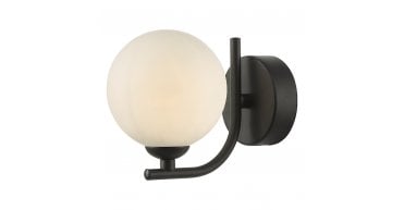 Cradle 1 Light Wall Light Matt Black With Opal Glass