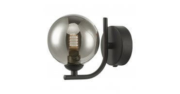 Cradle 1 Light Wall Light Matt Black With Smoked Glass