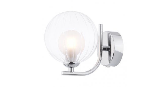 Där Lighting Cradle 1 Light Wall Light Polished Chrome With Clear/Opal Glass
