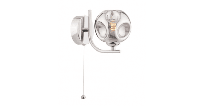 Där Lighting Cradle 1 Light Wall Light Polished Chrome With Closed Organic Smoked Glass
