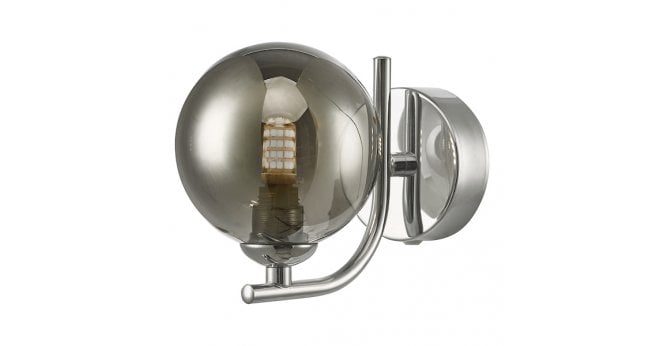Där Lighting Cradle 1 Light Wall Light Polished Chrome With Smoked Glass