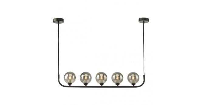 Där Lighting Cradle 5 Light Bar Pendant Matt Black With Smoked Glass