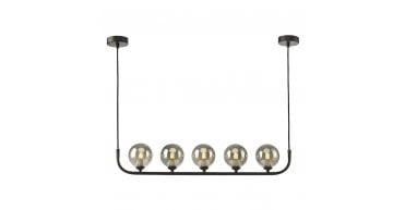 Cradle 5 Light Bar Pendant Matt Black With Smoked Glass