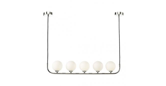 Där Lighting Cradle 5 Light Bar Pendant Polished Chrome Opal Glass
