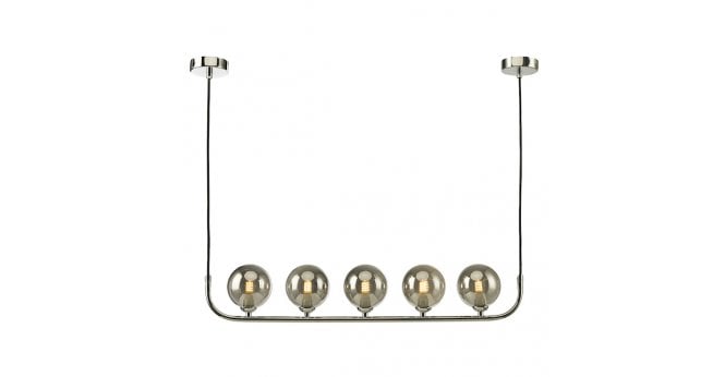 Där Lighting Cradle 5 Light Bar Pendant Polished Chrome Smoked Glass