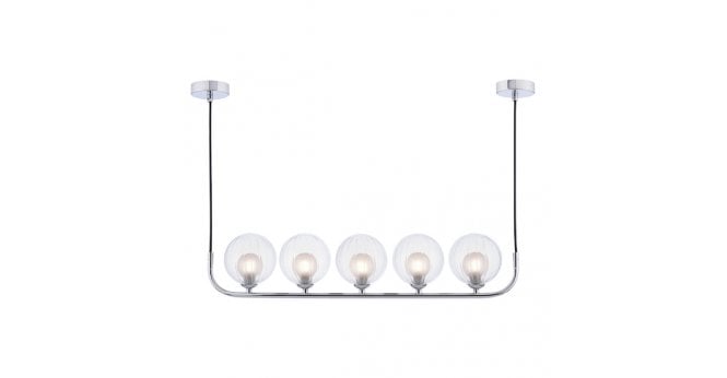 Där Lighting Cradle 5 Light Bar Pendant Polished Chrome With Clear/Opal Glass