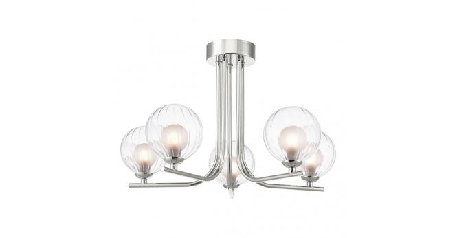Där Lighting Cradle 5 Light Semi Flush Polished Chrome With Clear/Opal Glass