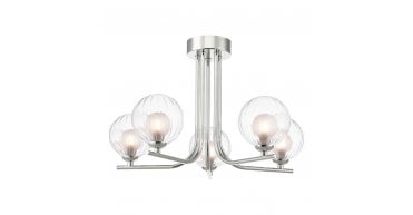 Cradle 5 Light Semi Flush Polished Chrome With Clear/Opal Glass