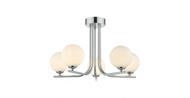 Där Lighting Cradle 5 Light Semi Flush Polished Chrome With Opal Glass