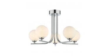 Cradle 5 Light Semi Flush Polished Chrome With Opal Glass