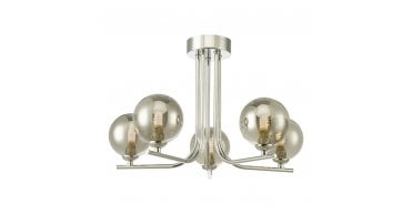 Cradle 5 Light Semi Flush Polished Chrome With Smoked Glass