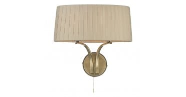 Cristin 2 Light Wall Light Antique Brass With Taupe Shade
