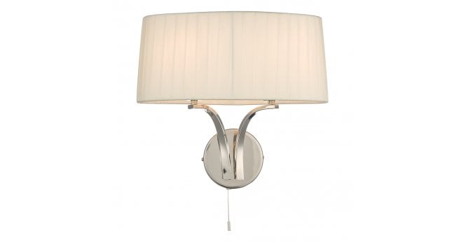 Där Lighting Cristin 2 Light Wall Light Polished Nickel With Ivory Shade