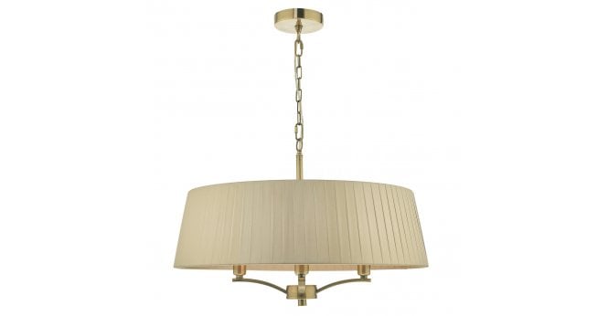 Där Lighting Cristin 4 Light Pendant Antique Brass With Taupe Shade