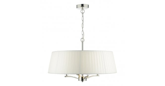 Där Lighting Cristin 4 Light Pendant Polished Nickel With Ivory Shade
