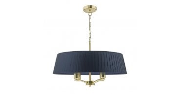 Cristin 4 Light Pendant Satin Brass With Navy Shade