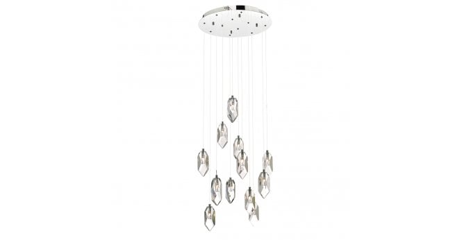 Där Lighting Crystal 12 Light Cluster Pendant Polished Chrome & Crystal