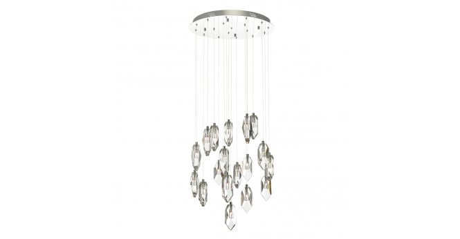 Där Lighting Crystal 18 Light Cluster Pendant Polished Chrome & Crystal