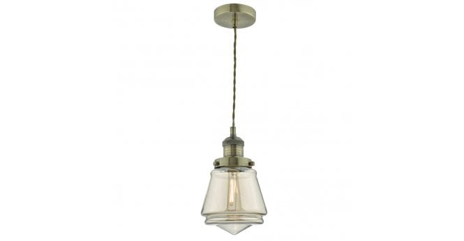 Där Lighting Curtis Pendant Antique Brass & Champagne Glass