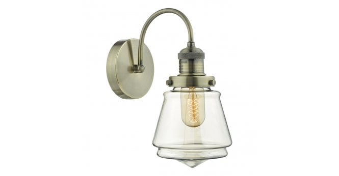 Där Lighting Curtis Wall Light Antique Brass & Champagne Glass