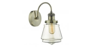 Curtis Wall Light Antique Brass & Champagne Glass