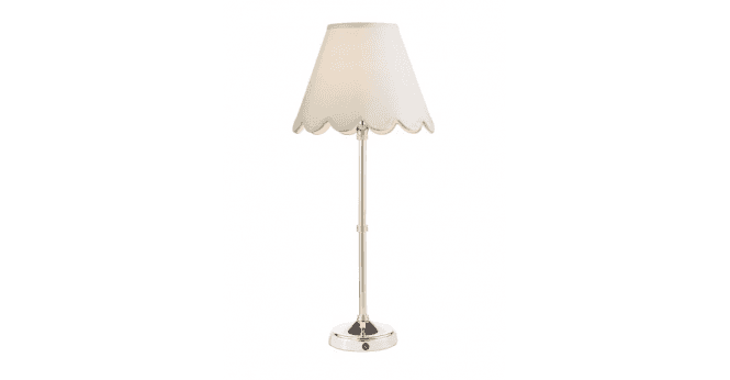 Där Lighting Dahl Rechargeable Table Lamp Polished Nickel With Shade LED