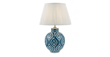 Dakari Table Lamp Blue Ceramic and Antique Brass With Shade