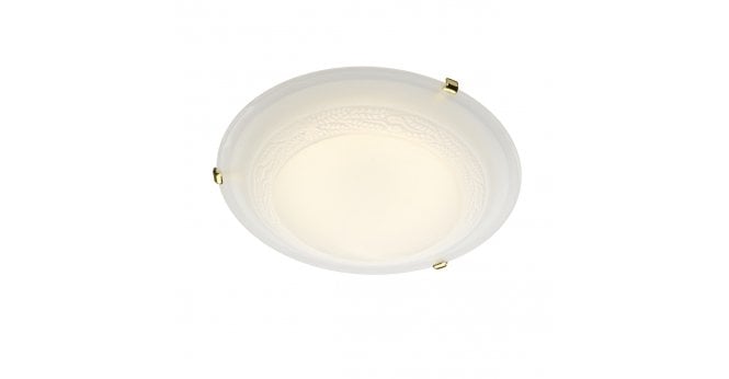 Där Lighting Damask Flush Alabaster Glass Brass 30cm
