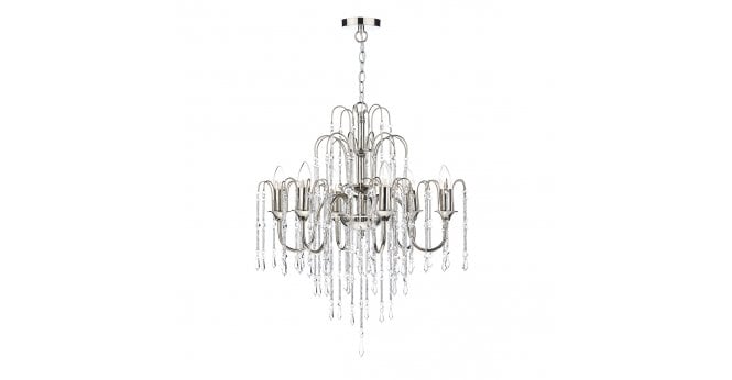 Där Lighting Daniella 6 Light Pendant Polished Nickel Crystal Dual Mount