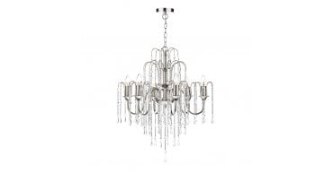Daniella 6 Light Pendant Polished Nickel Crystal Dual Mount